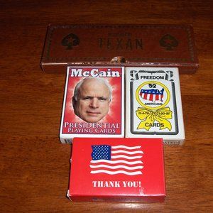 Playing Cards 5 Decks, Veteran Thank You, McCain, American Hero etc.